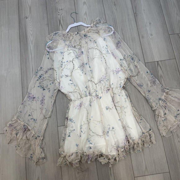 ZIMMERMANN Paradiso Ruffled Floral-print Silk Romper In Cream Floral - Picture 14 of 16